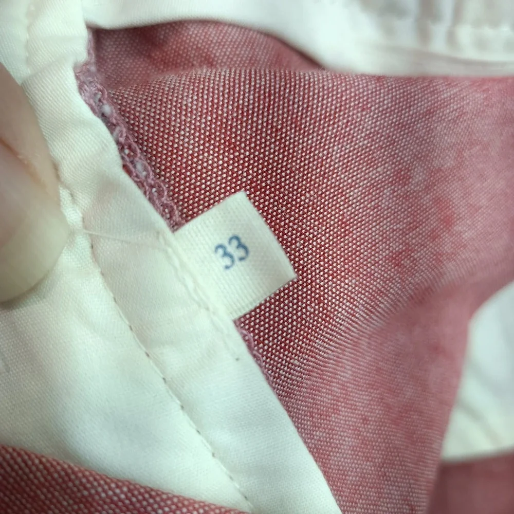 J. Crew Mens 33 Red 100% Cotton Chino Shorts Beach‎ Preppy Pockets